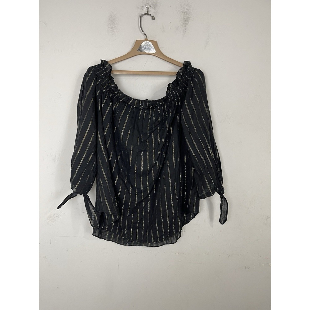 Michael Kors Womens Shirt 2X‎ Black Glitter Holiday Party Evening New Years